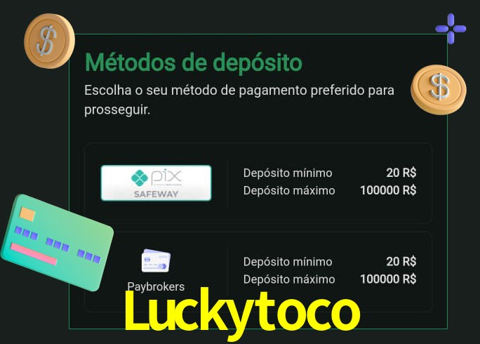 O cassino Luckytoco oferece uma grande variedade de métodos de pagamento